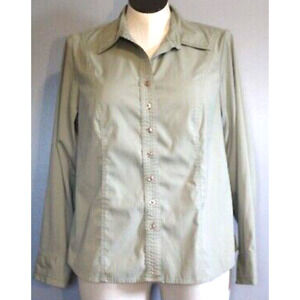 Lane Bryant Blouse Womens 22W 24W Button Up Lightweight Timeless Capsule Green